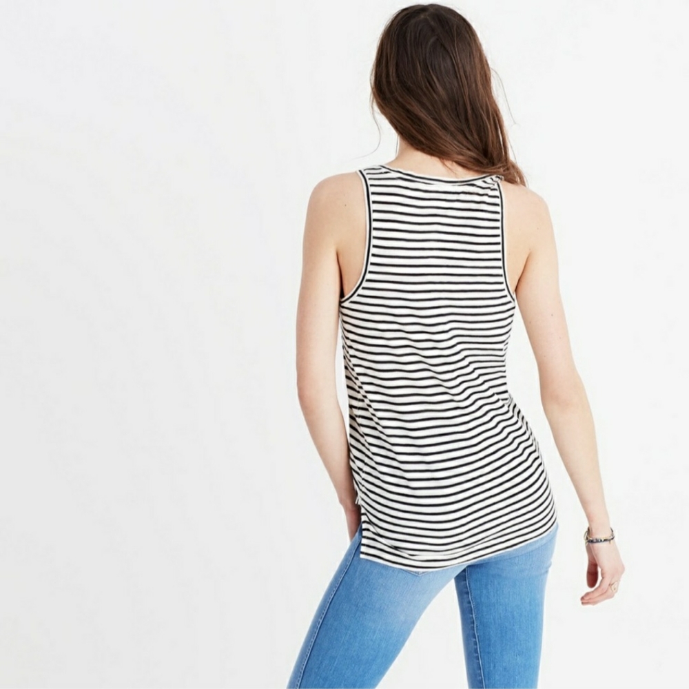Madewell | Whisper Cotton Scoop Tank in Wentworth Stripe | Item G2707 | Small - Picture 9 of 10